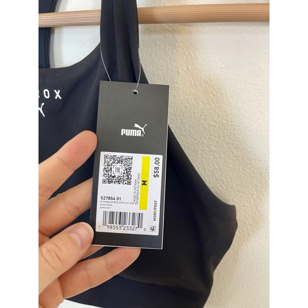 NWT! PUMA x HYROX Shapeluxe High Neck Sports Bra Removable Cups Black M - Picture 8 of 14